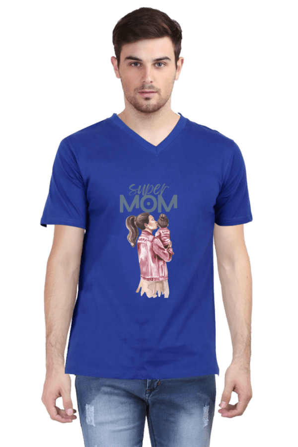 Super Mom Male Vneck Half Sleeve