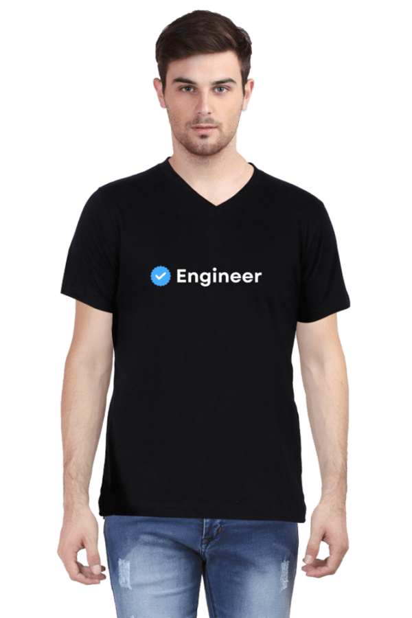 Verified Engineer Male Vneck Half Sleeve White - Image 3