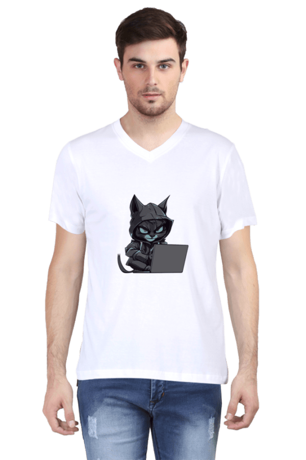 Hacker Male V-neck Half Sleeve T-shirt - Image 5