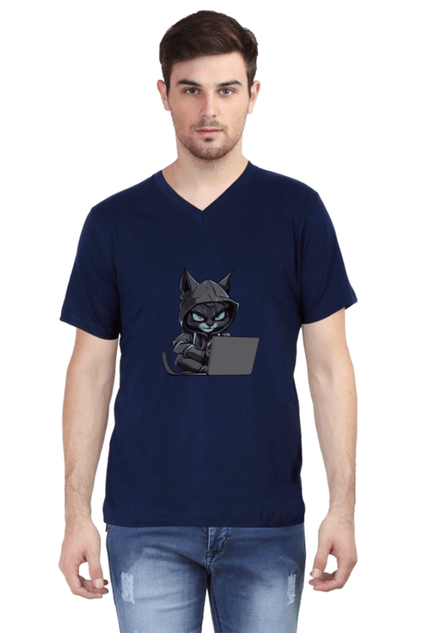 Hacker Male V-neck Half Sleeve T-shirt - Image 3