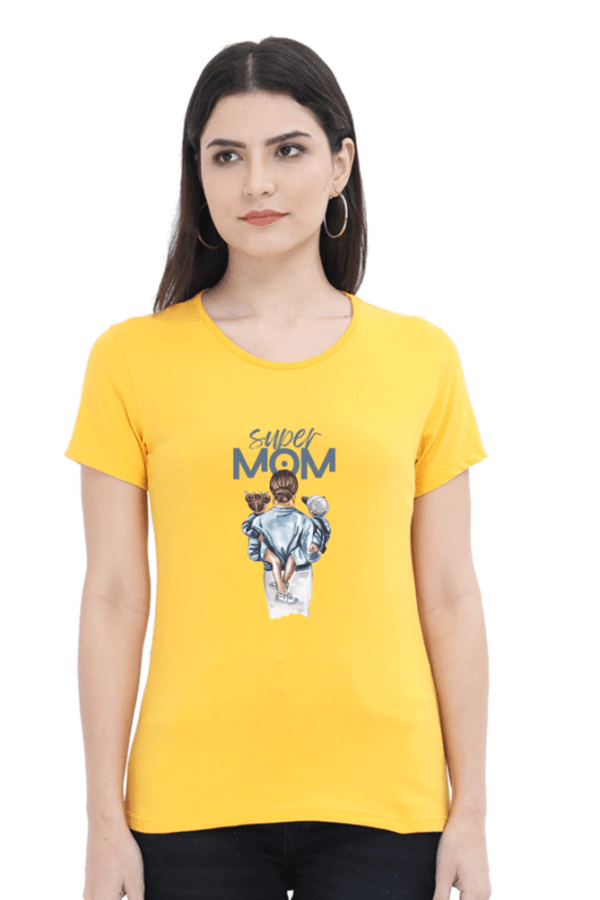 Super Mom Female Round Neck Half Sleeve Classic