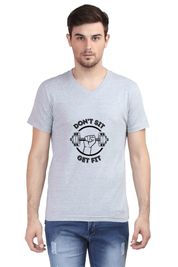 Don't Sit Get Fit Gym Male Vneck Half Sleeve - Image 2