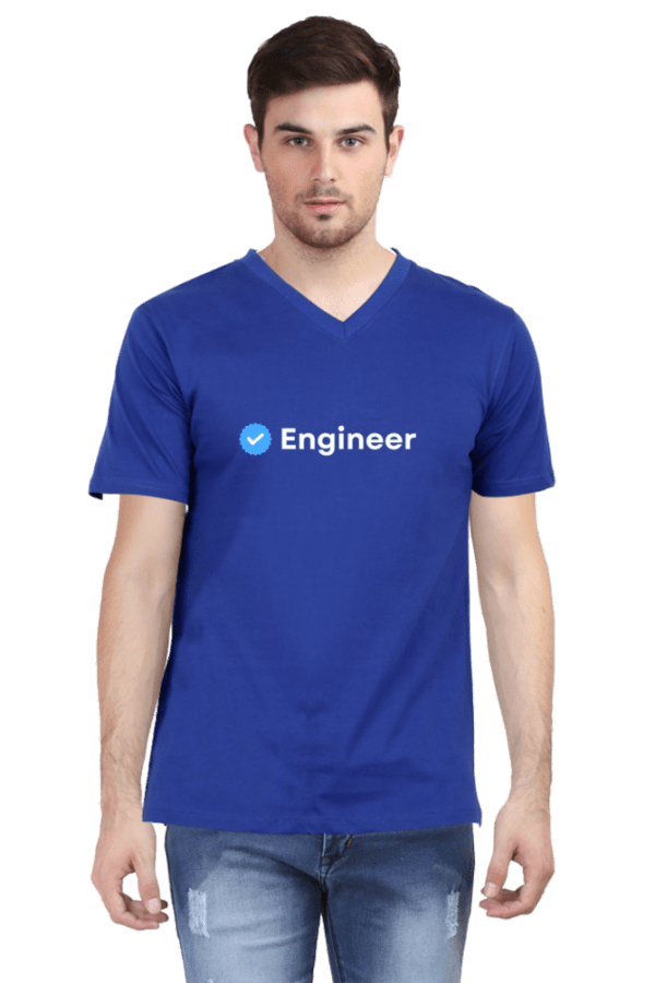 Verified Engineer Male Vneck Half Sleeve White