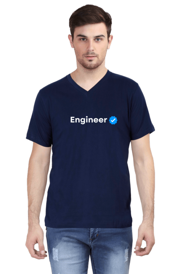 Verified Engineer Male Vneck Half Sleeve Black