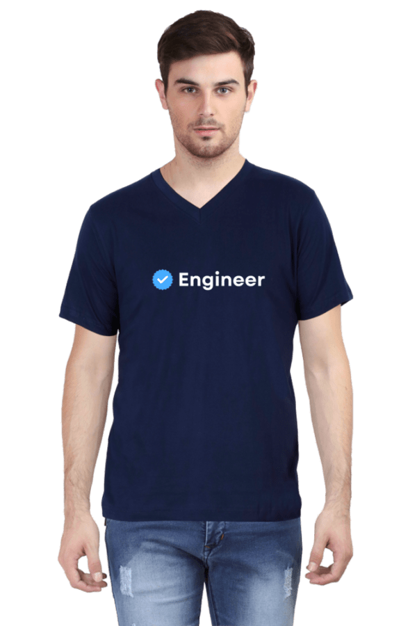 Verified Engineer Male Vneck Half Sleeve White - Image 2