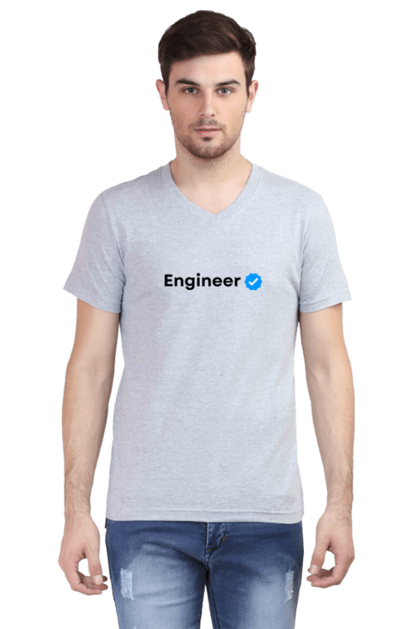 Verified Engineer Male Vneck Half Sleeve Black