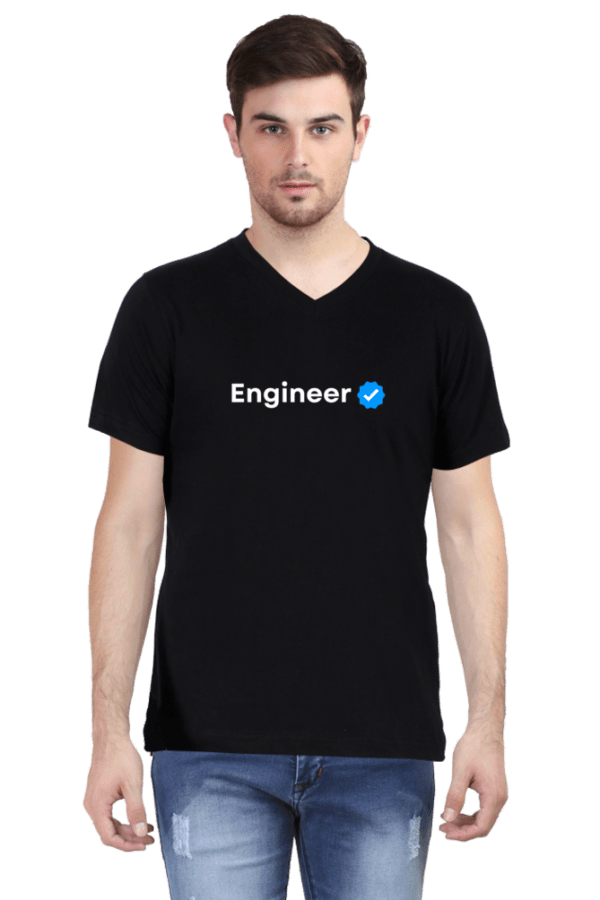 Verified Engineer Male Vneck Half Sleeve Black - Image 3