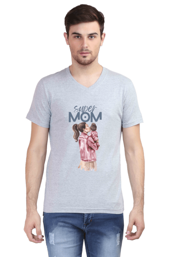 Super Mom Male Vneck Half Sleeve