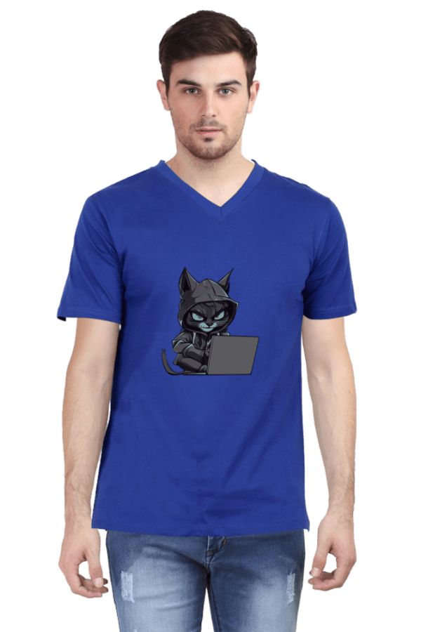 Hacker Male V-neck Half Sleeve T-shirt