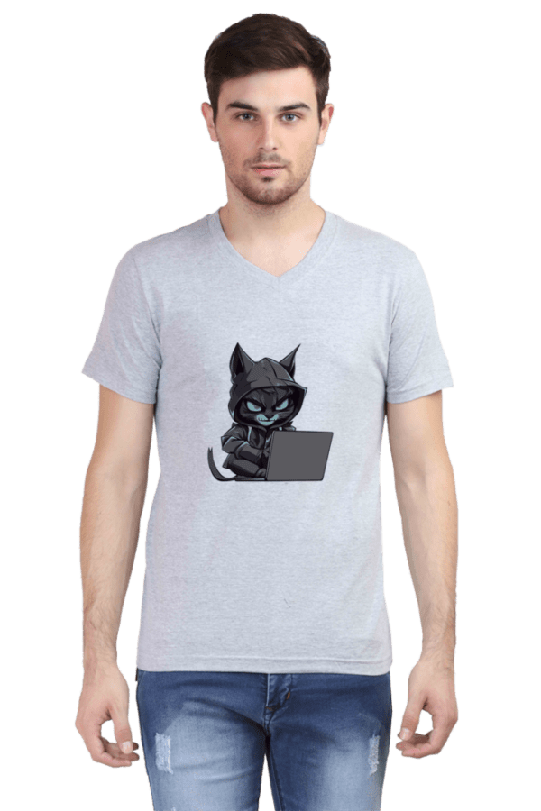 Hacker Male V-neck Half Sleeve T-shirt - Image 2