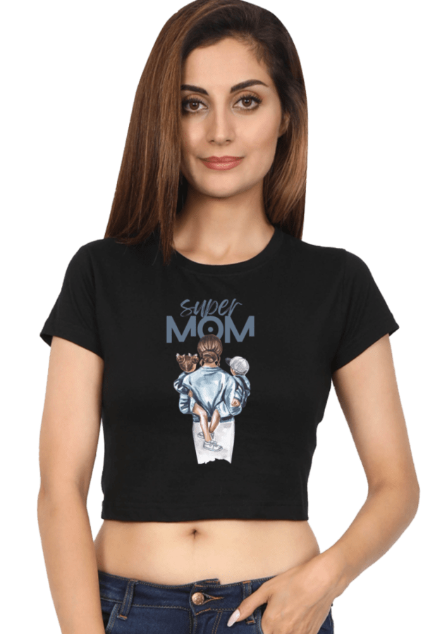 Super Mom Female Crop Top - Image 4