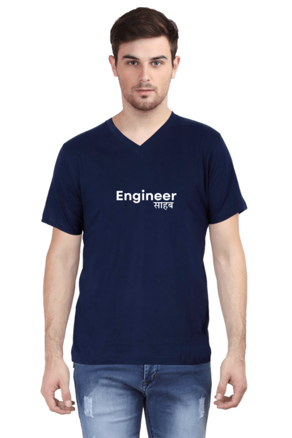 Engineer Sahab Male Vneck Half Sleeve White