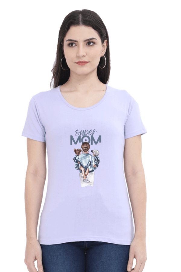 Super Mom Female Round Neck Half Sleeve Classic