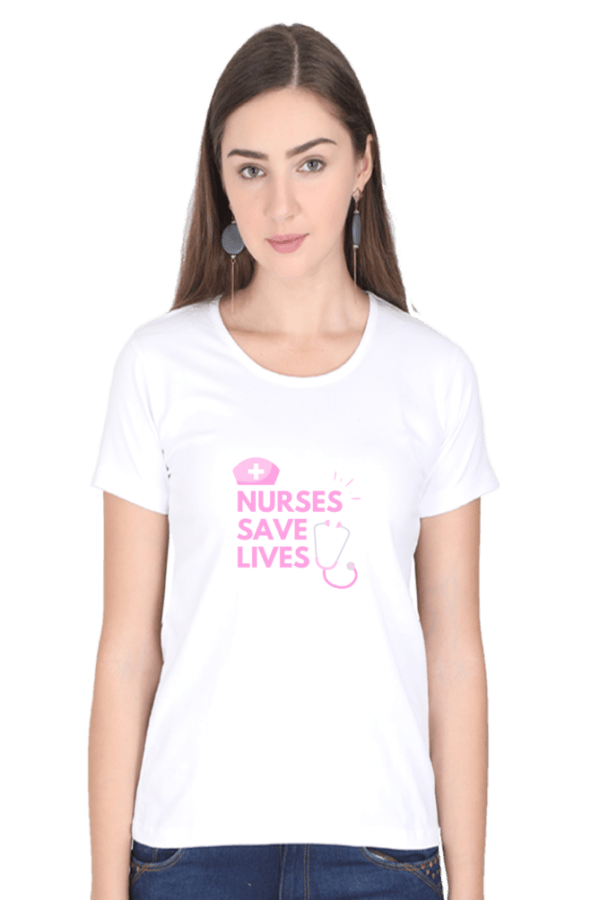 Nurses Save Lives Female Round Neck Half Sleeve Classic - Image 4