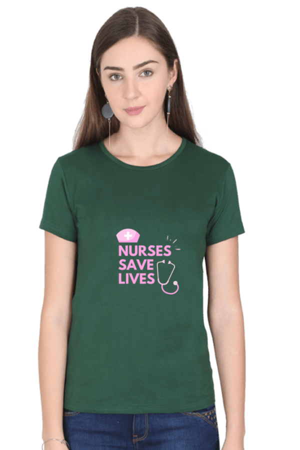 Nurses Save Lives Female Round Neck Half Sleeve Classic