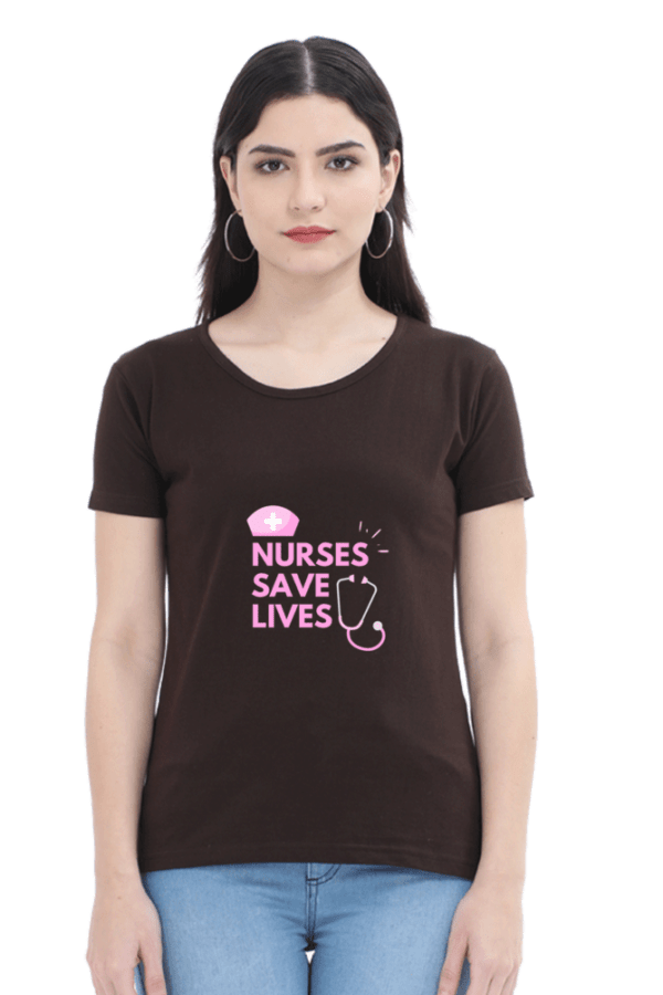 Nurses Save Lives Female Round Neck Half Sleeve Classic